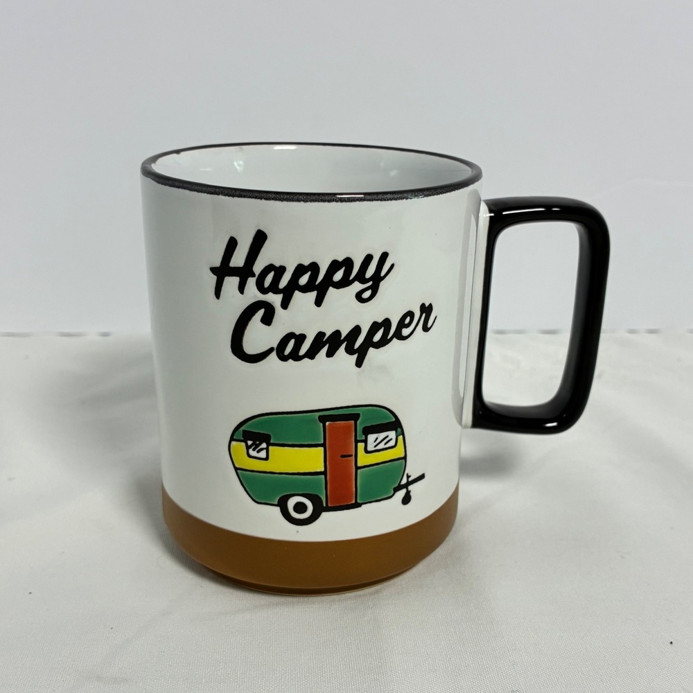 Amici Home Coffee Mug Happy Camper Retro RV Rustic Outdoor Cabin Life Wanderlust